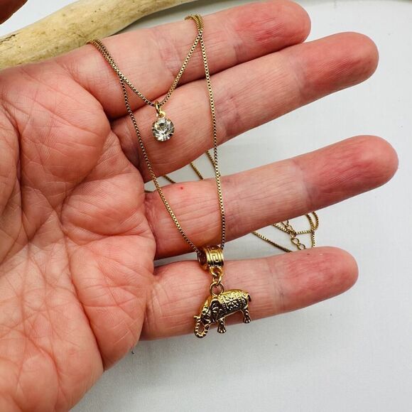 Elephant Layered Gold Necklace Ray Jewelry - Picture 1 of 5